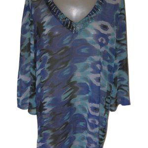 CZ Bathing Suit Cover Ups Women Medium Floral Tunic Beach Swimwear